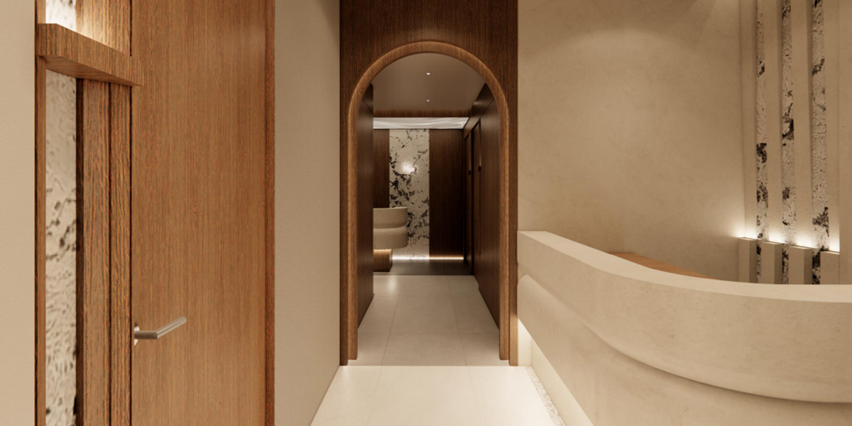 Hév 헤브피부과 拱門走廊 — 典雅弧形門洞