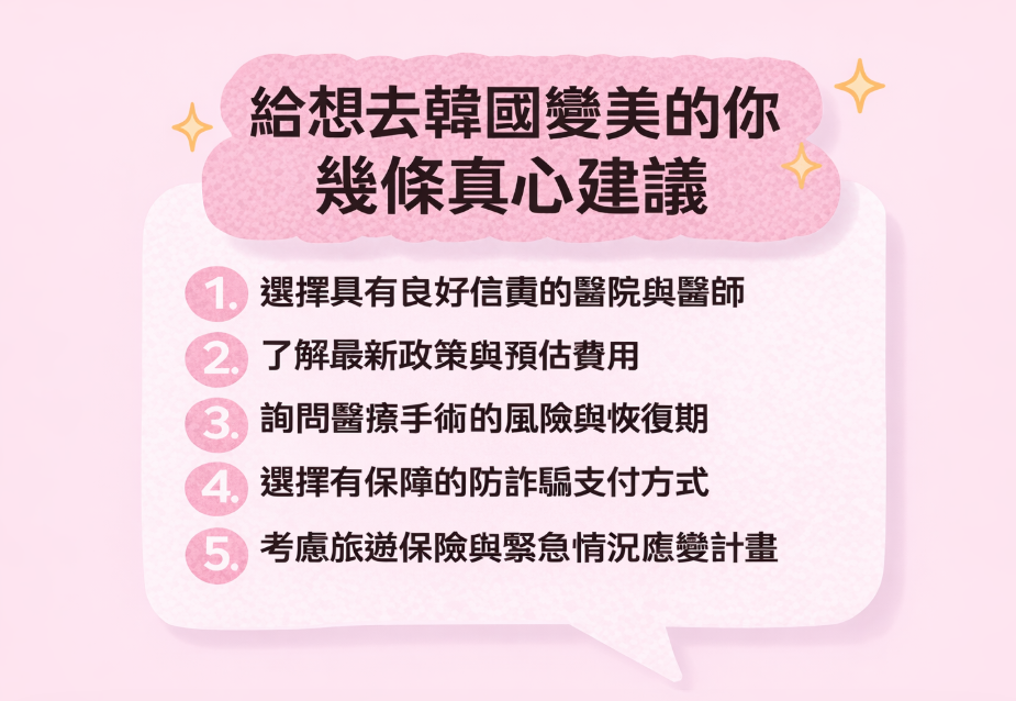 別了,打九折的變美末班車!2026年起韓國醫美退稅正式歸零,你的錢包準備好了嗎?插图3 給想去韓國變美的你幾條真心建議