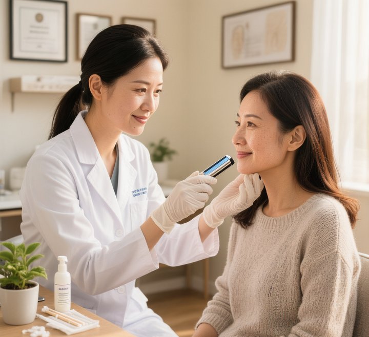 Situasi temu janji dengan doktor pakar kulit di Korea